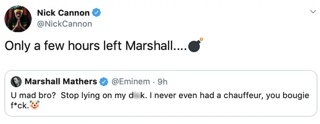 Eminem responds to Nick Cannon's diss track on Twitter
