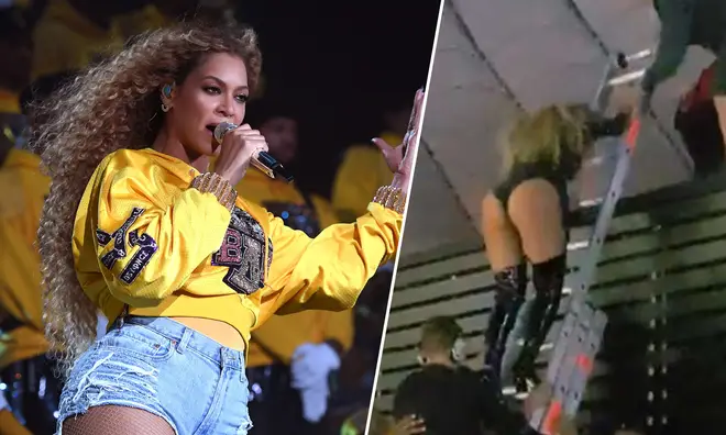 Beyoncé performing at Coachella 2018. (Larry Busacca/Getty) / Beyoncé performing in Warsaw, Poland. (Kuba Kuca/YouTube)