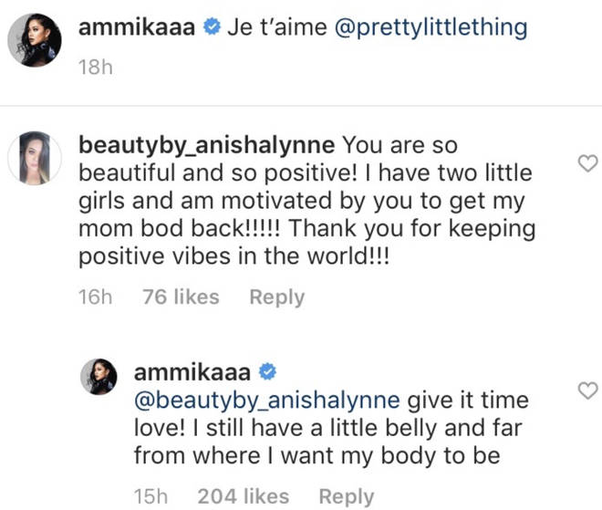 Ammika Harris says her body is not where she wants it to be