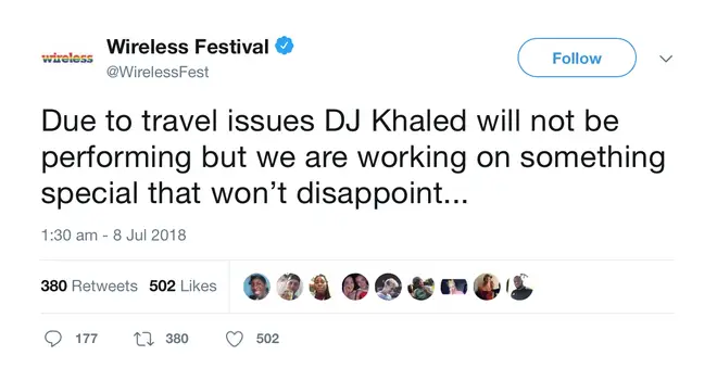 DJ Khaled Pulls Out Of Wireless Festival