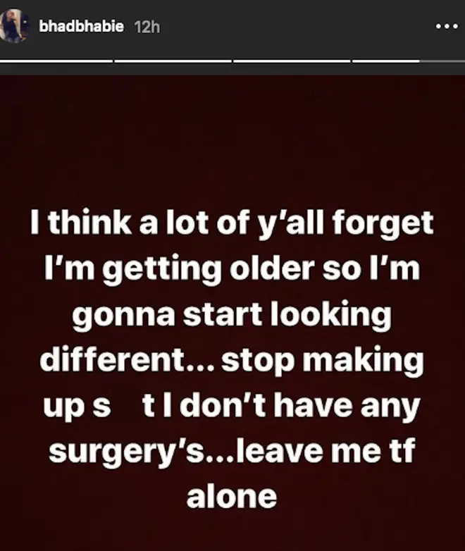 I think a lot of y&squot;all forget I&squot;m getting older so I&squot;m gonna start looking different..." Bregoli wrote on her Instagram Stories.