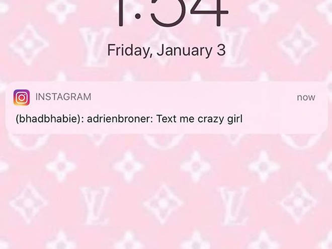 Bhad Bhabie, real name Danielle Bregoli, shared a screenshot of Broner's message on Instagram.