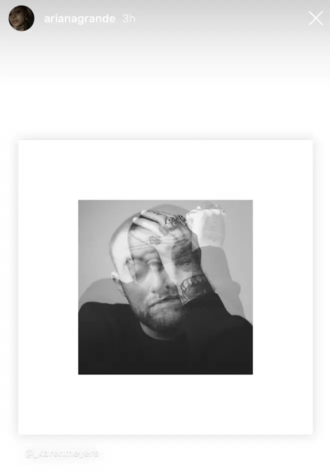 Ariana Grande, who dated Mac Miller from 2016 to 2018, posted the late rapper's 'Circles' album cover on her Instagram story.