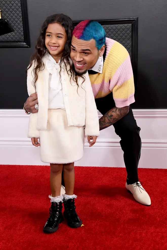 Chris Brown brings his daughter Royalty to the 62nd annual Grammy Awards