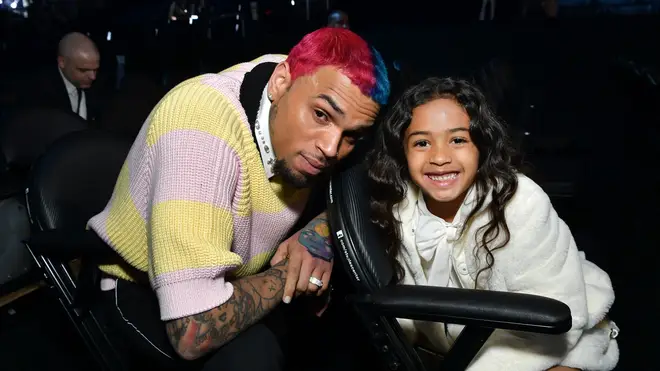 Breezy and Royalty inside at the Grammy Awards