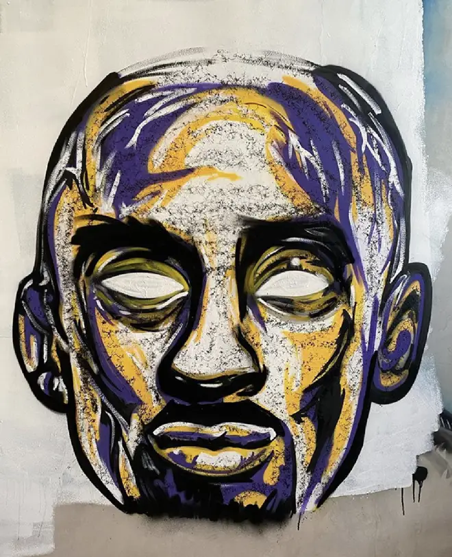 The singer revealed his 'work in progress', a mural of the late basketball player Kobe Bryant who was tragically killed in a helicopter crash last week.