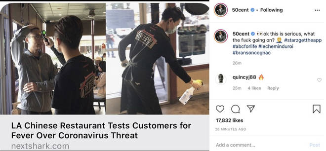50 Cent realises how "serious" the Coronavirus is, in a follow-up post