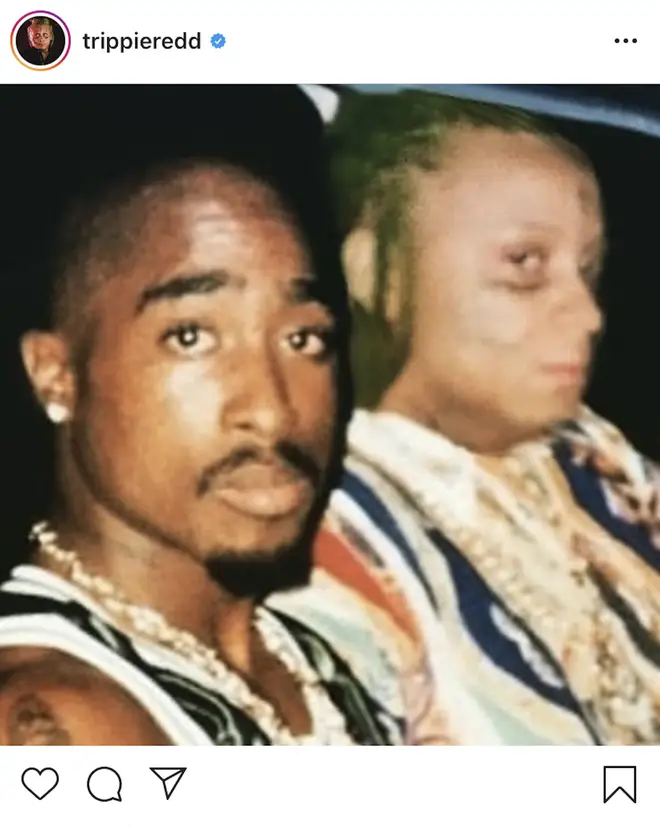 Trippie Redd has been trolled on social media for photoshopping himself into a photo with Tupac.