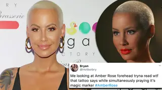 Amber Rose gets roasted for her new forehead tattoos