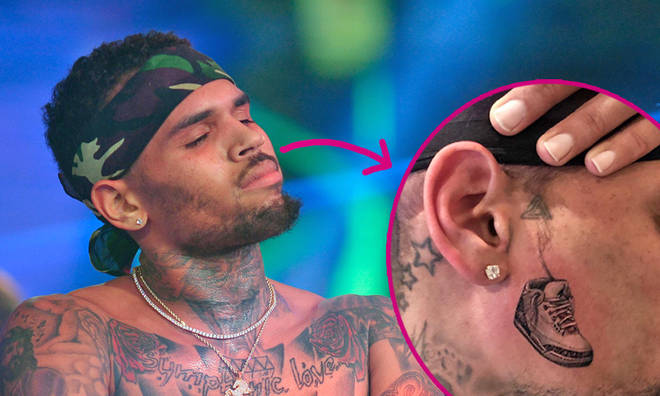 Chris Brown shows off controversial 'sneaker' face tattoo