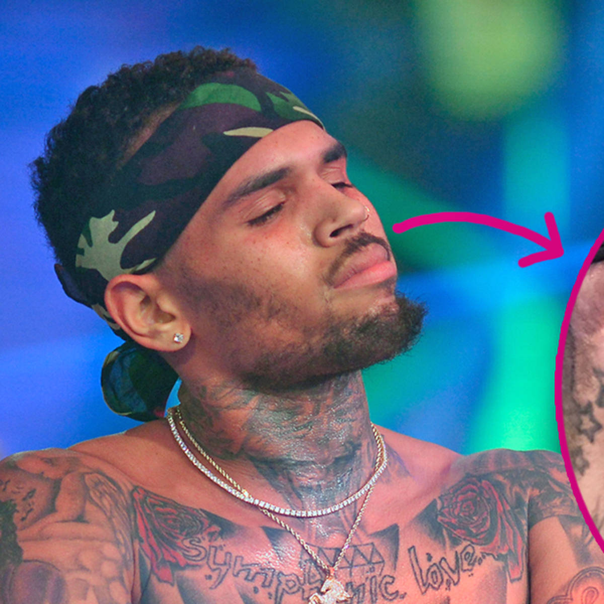Chris Brown shows off controversial 'sneaker' face tattoo in first close-up photo - Capital XTRA