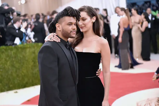 The Weeknd (L) and Bella Hadid attend the 'Manus x Machina: Fashion In An Age Of Technology' Costume Institute Gala at Metropolitan Museum of Art on May 2, 2016 in New York City.