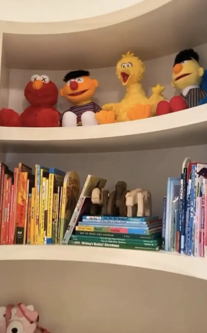 Children's book shelf in Kim Kardashian's house
