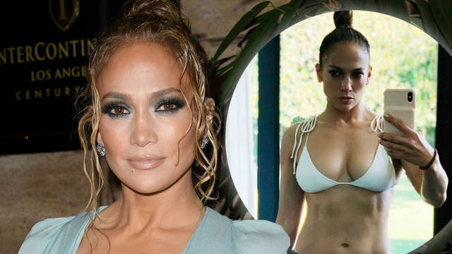 Jennifer Lopez displays her spectacular abs in a new bikini selfie.