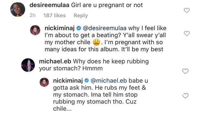 Nicki Minaj addresses pregnancy rumours on Instagram