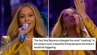 Beyonce has been praised for changing the lyrics to 'XO' from "crashing" to "laughing".