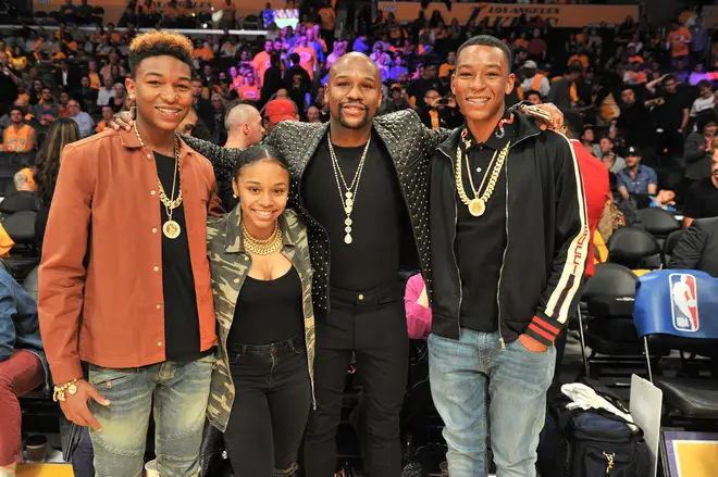 Koraun Mayweather, Iyanna Mayweather, Floyd Mayweather, Jr. and Zion Mayweather pictured in October 2017.