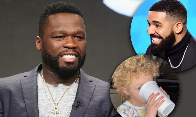 50 Cent shares “identical” side-by-side photos of Drake’s son Adonis and his grand mother