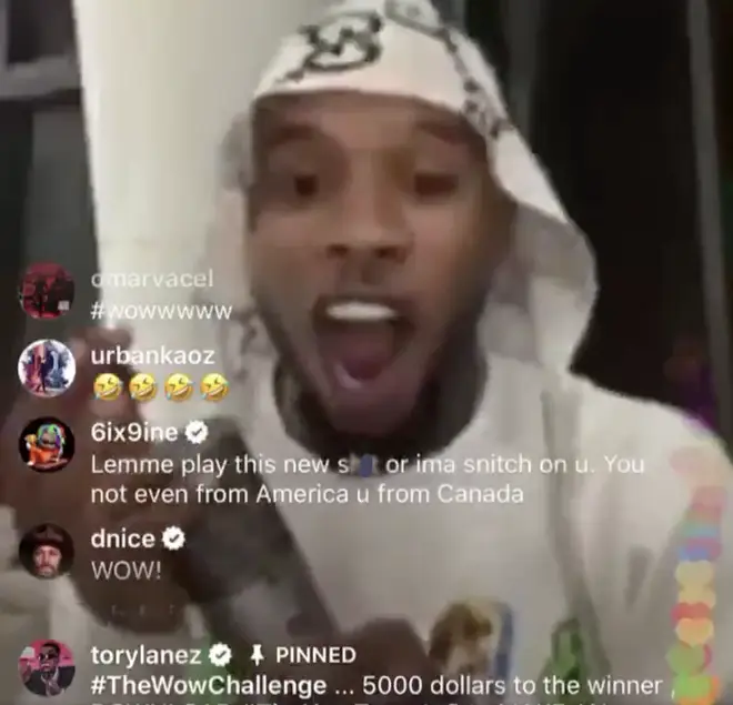 6ix9ine comments on Tory Lanez IG Live