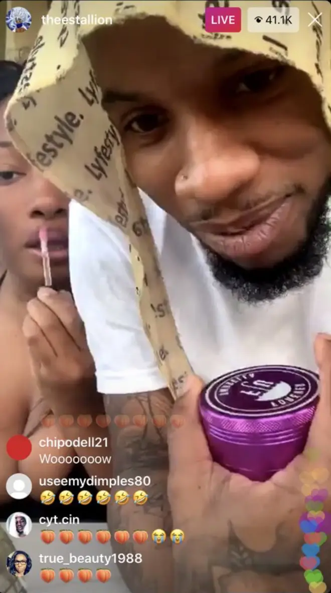 Megan Thee Stallion and Tory Lanez interact with their fans on IG Live