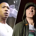 Ja Rule performs onstage at The Barstool Party 2017/Eminem performs at Samsung Galaxy stage during 2014 Lollapalooza.