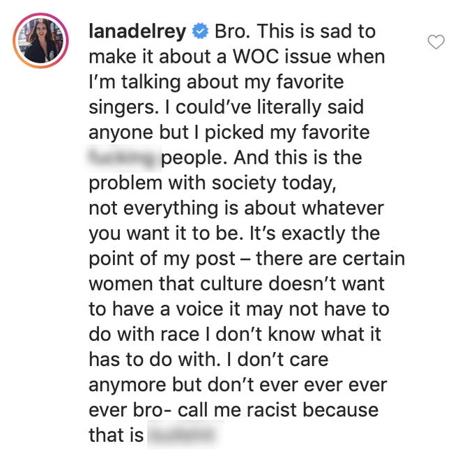 Lana denied the racism accusations and insisted she had no issue with any of the women she mentioned in her statement.