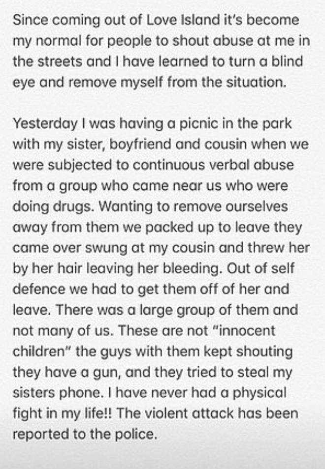 Anna Vakili posts a statement detailing the incident on Instagram