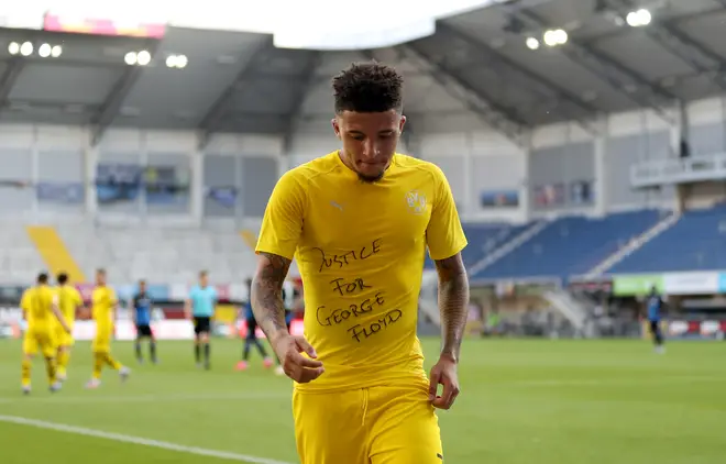 Sancho was shown a yellow card for protesting against the tragic death of George Floyd.