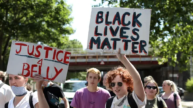 Protesters take part in a 'Black Lives Matter' Brixton on June 1st