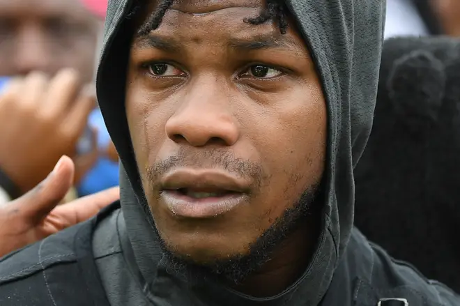 John Boyega became emotional after delivering a powerful speech during the protests in London's Hyde Park in light of the death of George Floyd.