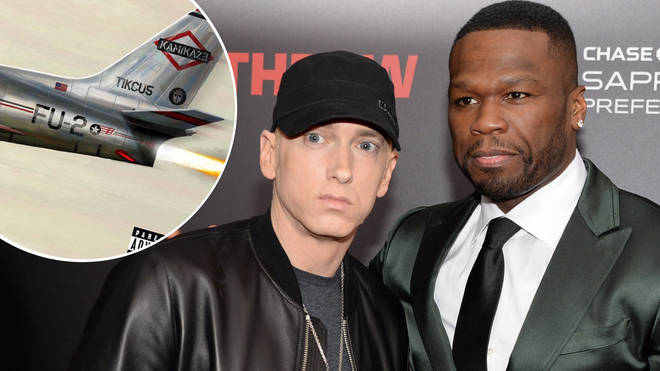 Eminem and 50 Cent attend the 'Southpaw' New York premiere at AMC Loews Lincoln Square on July 20, 2015 in New York City.