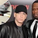 Eminem and 50 Cent attend the 'Southpaw' New York premiere at AMC Loews Lincoln Square on July 20, 2015 in New York City.