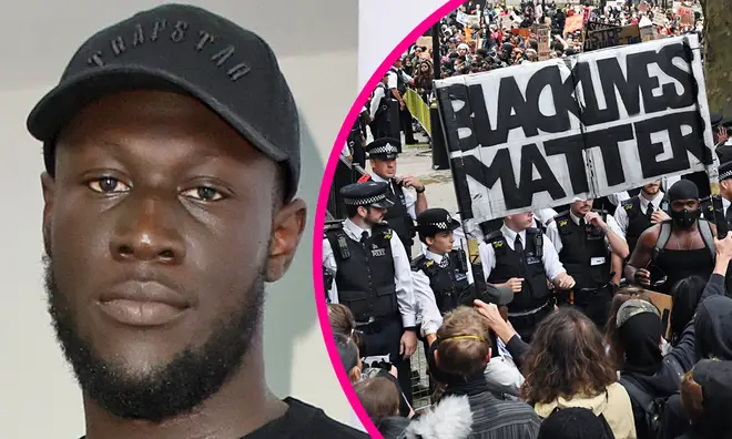 Stormzy spotted at Black Lives Matter London protest