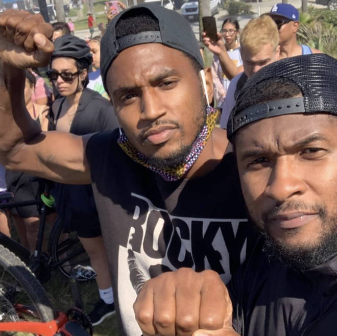 Trey Songz and Usher were spotted at a Black Lives Matter protest in Los Angeles.