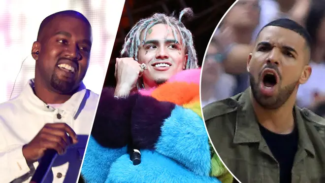 Kanye West performs at 2016 Coachella/ Lil Pump performs at the 2018 BET Experience/Drake at the 2016 NBA Playoffs.