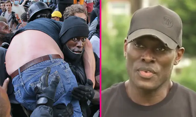 Black Lives Matter supporter helps white man amid far-right riots