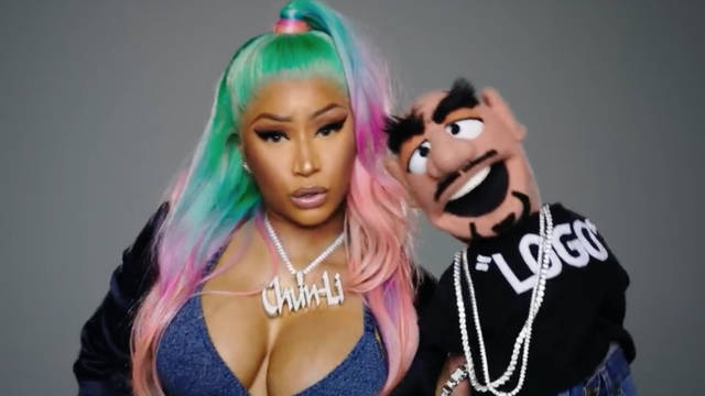 Nicki Minaj appearing in her 'Barbie Dreams' music video.