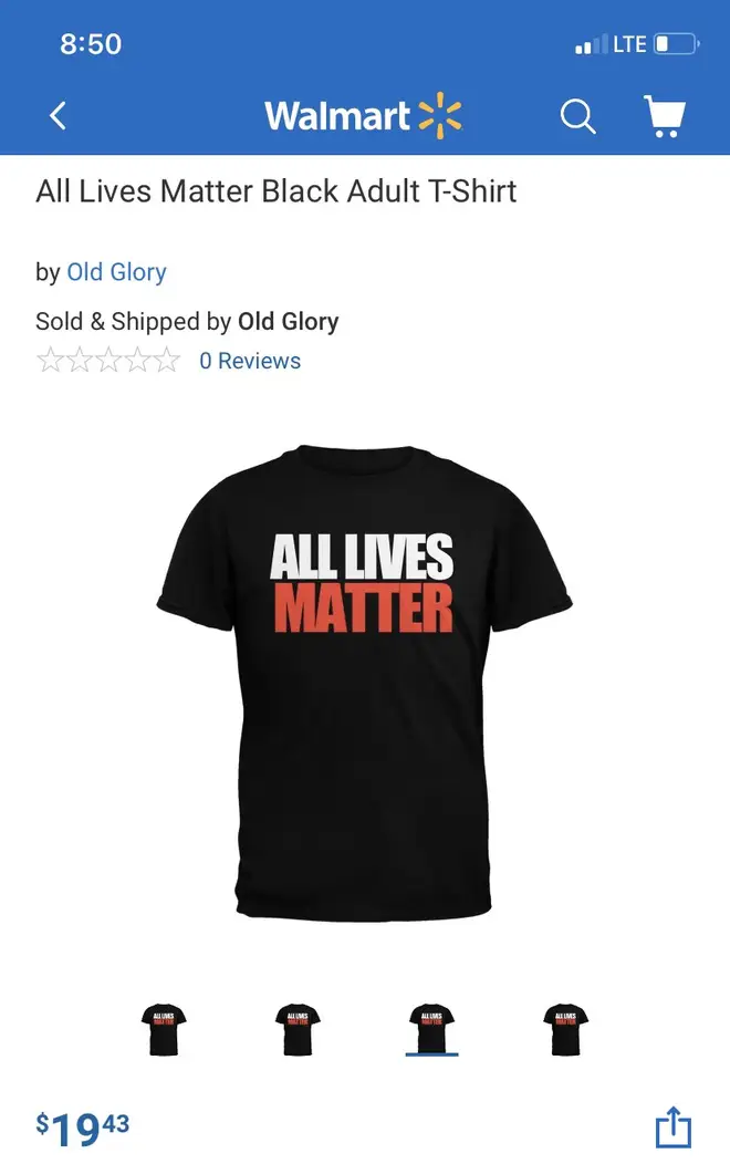 Walmart face backlash over 'All Lives Matter' t shirts