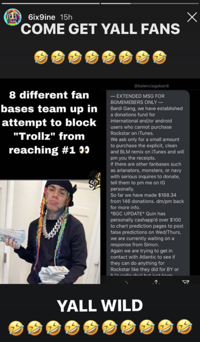 Tekashi 6ix9ine Exposes Cardi B Fans Trying To Block His First