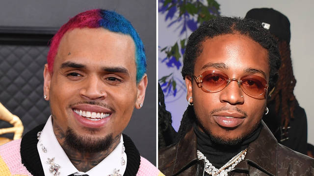 Chris Brown playfully roasted his friend Jacquees on a video of him singing.