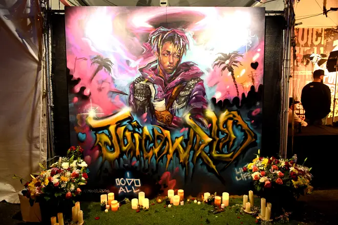 Fans pay tribute to Juice Wrld with mural at the 2019 Rolling Loud festival in LA
