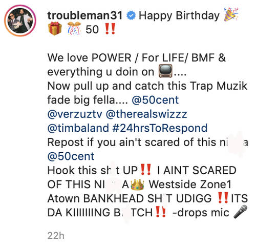 50 Cent Roasts T I After Rapper Challenges Him To Hit For Hit Song