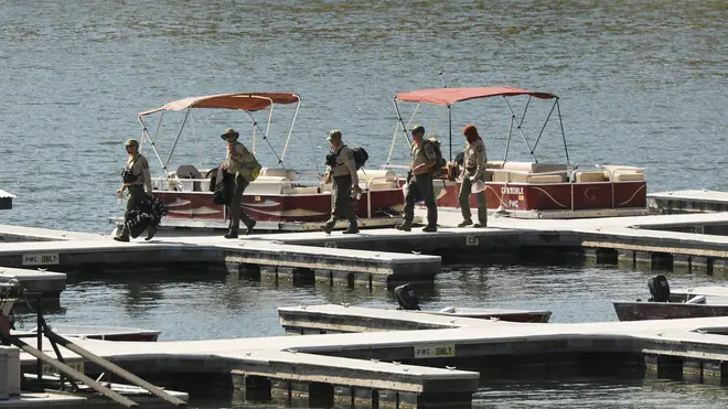 Cast members from Glee and friends gathered Monday morning at Lake Piru, California