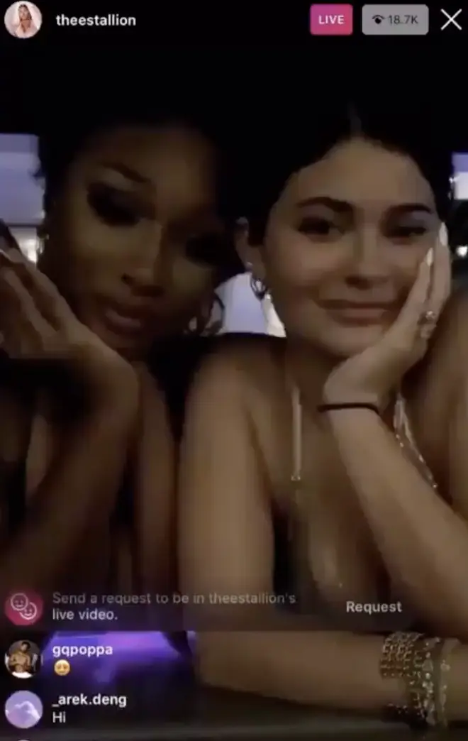 Megan Thee Stallion and Kylie Jenner take to Instagram Live while in the pool
