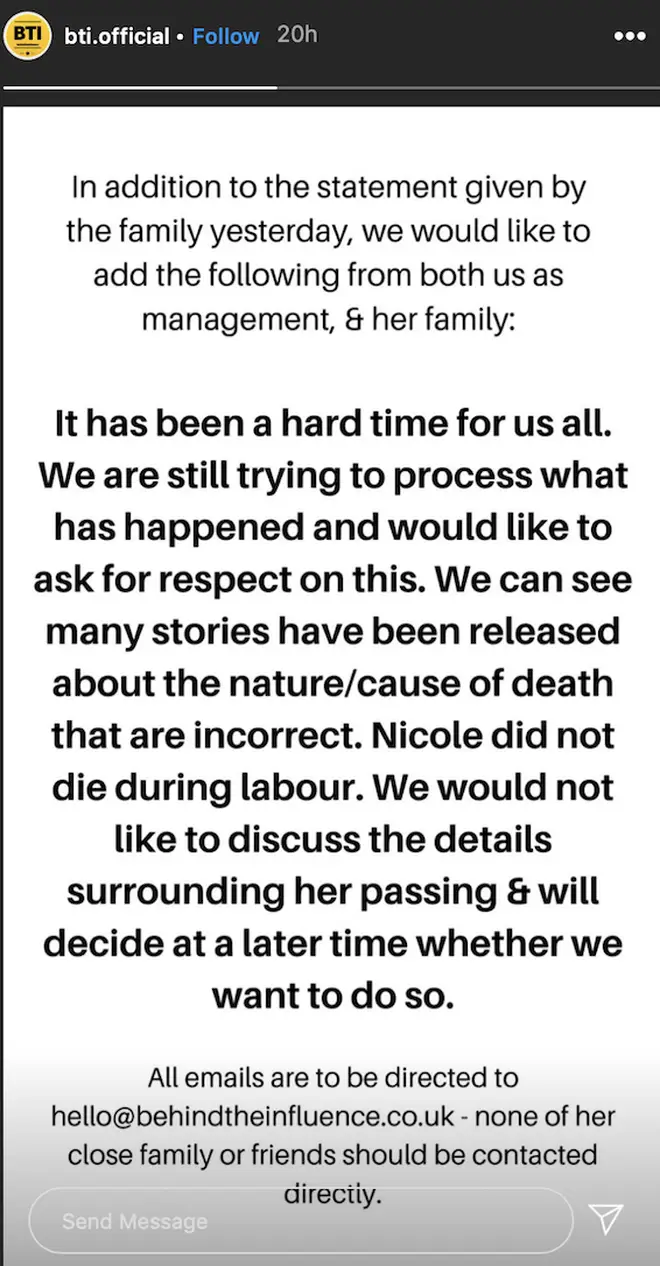 Nicole's management 'Behind The Influence' reveals statement on Instagram