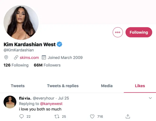 Kim Kardashian liked a tweet replying to Kanye&squot;s apology for airing a "private matter".