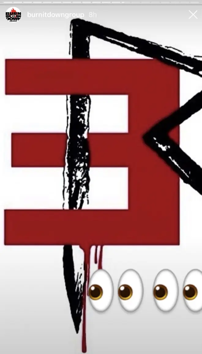 Eminem's marketing firm, Burn It Down Group, posted this cryptic image of his logo intertwined with Rihanna's on Instagram.