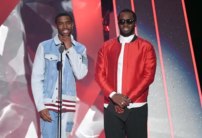 Christian Combs (pictured here with his father Diddy) was involved in a car crash in Beverly Hills on Tuesday night.