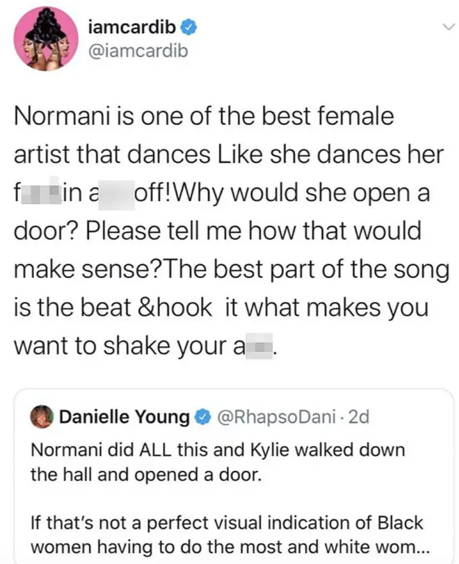 Cardi B defends her choice of Normani performing a dance routine