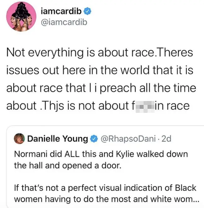 Cardi B slams claims that her choice to have Kylie Jenner just 'walk' and Normani perform a dance routine is based on race